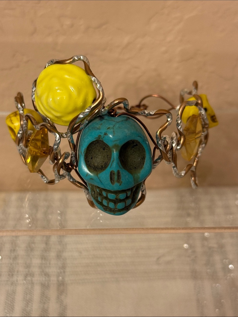 Mystic Angel Creations Artisan Skull Wire Wrapped Bracelet One of a Kind limited